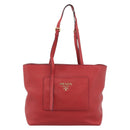 PRADA Tote Bag Leather Red Gold Auth 186125A-13