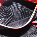 PRADA Tote Bag Leather Red Gold Auth 186125A-22
