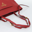 PRADA Tote Bag Leather Red Gold Auth 186125A-7