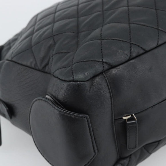 CHANEL 2.55 Chain Shoulder Bag Lamb Skin Black Silver CC Auth 186127V