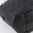 CHANEL 2.55 Chain Shoulder Bag Lamb Skin Black Silver CC Auth 186127V-13