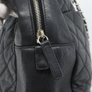 CHANEL 2.55 Chain Shoulder Bag Lamb Skin Black Silver CC Auth 186127V-15