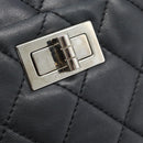 CHANEL 2.55 Chain Shoulder Bag Lamb Skin Black Silver CC Auth 186127V-16