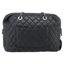 CHANEL 2.55 Chain Shoulder Bag Lamb Skin Black Silver CC Auth 186127V-3