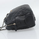 CHANEL 2.55 Chain Shoulder Bag Lamb Skin Black Silver CC Auth 186127V-4