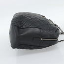 CHANEL 2.55 Chain Shoulder Bag Lamb Skin Black Silver CC Auth 186127V-5