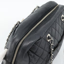 CHANEL 2.55 Chain Shoulder Bag Lamb Skin Black Silver CC Auth 186127V-6