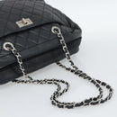 CHANEL 2.55 Chain Shoulder Bag Lamb Skin Black Silver CC Auth 186127V-7