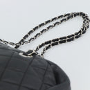 CHANEL 2.55 Chain Shoulder Bag Lamb Skin Black Silver CC Auth 186127V-8