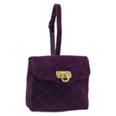 Salvatore Ferragamo Gancini Hand Bag Suede Purple Gold Auth 186128A-1