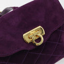 Salvatore Ferragamo Gancini Hand Bag Suede Purple Gold Auth 186128A-14