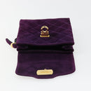 Salvatore Ferragamo Gancini Hand Bag Suede Purple Gold Auth 186128A-15
