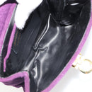 Salvatore Ferragamo Gancini Hand Bag Suede Purple Gold Auth 186128A-17