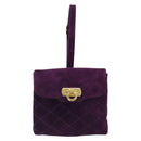 Salvatore Ferragamo Gancini Hand Bag Suede Purple Gold Auth 186128A-2
