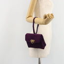 Salvatore Ferragamo Gancini Hand Bag Suede Purple Gold Auth 186128A-21