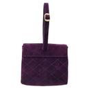Salvatore Ferragamo Gancini Hand Bag Suede Purple Gold Auth 186128A-3