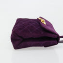 Salvatore Ferragamo Gancini Hand Bag Suede Purple Gold Auth 186128A-4
