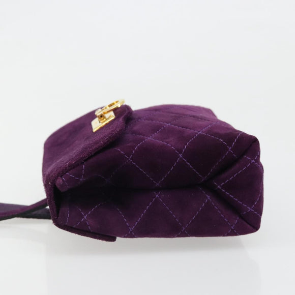 Salvatore Ferragamo Gancini Hand Bag Suede Purple Gold Auth 186128A