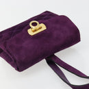Salvatore Ferragamo Gancini Hand Bag Suede Purple Gold Auth 186128A-6