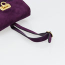 Salvatore Ferragamo Gancini Hand Bag Suede Purple Gold Auth 186128A-7
