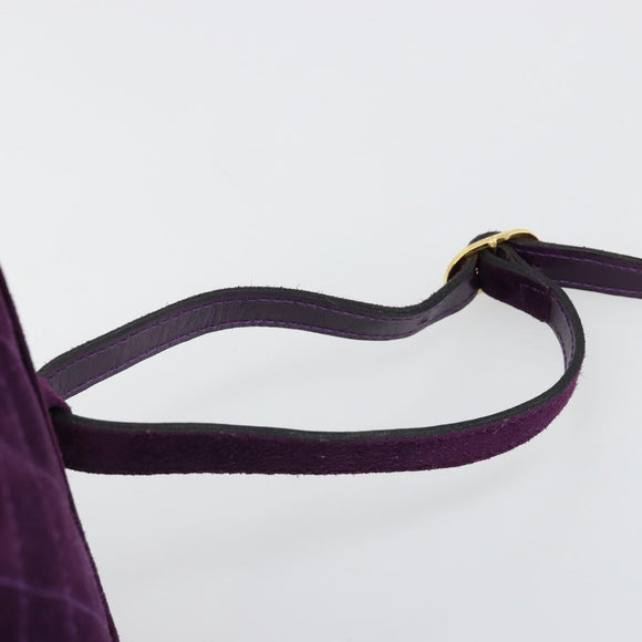 Salvatore Ferragamo Gancini Hand Bag Suede Purple Gold Auth 186128A
