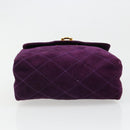 Salvatore Ferragamo Gancini Hand Bag Suede Purple Gold Auth 186128A-9