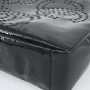 CHANEL Hand Bag Patent leather Black Silver CC Auth 186129-14