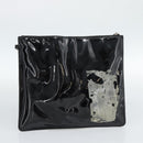 CHANEL Hand Bag Patent leather Black Silver CC Auth 186129-11