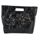 CHANEL Hand Bag Patent leather Black Silver CC Auth 186129-2
