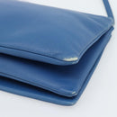 CELINE Trio Shoulder Bag Leather Blue Gold Auth 186131-10