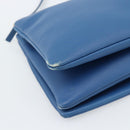 CELINE Trio Shoulder Bag Leather Blue Gold Auth 186131-11