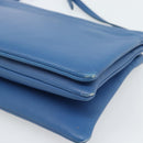 CELINE Trio Shoulder Bag Leather Blue Gold Auth 186131-12