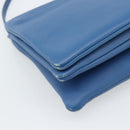 CELINE Trio Shoulder Bag Leather Blue Gold Auth 186131-13