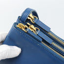 CELINE Trio Shoulder Bag Leather Blue Gold Auth 186131-14