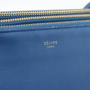 CELINE Trio Shoulder Bag Leather Blue Gold Auth 186131-15