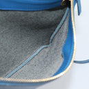CELINE Trio Shoulder Bag Leather Blue Gold Auth 186131-17