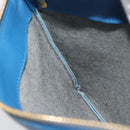 CELINE Trio Shoulder Bag Leather Blue Gold Auth 186131-18
