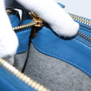 CELINE Trio Shoulder Bag Leather Blue Gold Auth 186131-21