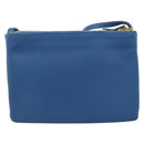 CELINE Trio Shoulder Bag Leather Blue Gold Auth 186131-3