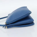 CELINE Trio Shoulder Bag Leather Blue Gold Auth 186131-4