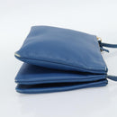 CELINE Trio Shoulder Bag Leather Blue Gold Auth 186131-5