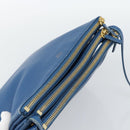 CELINE Trio Shoulder Bag Leather Blue Gold Auth 186131-6