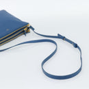 CELINE Trio Shoulder Bag Leather Blue Gold Auth 186131-7