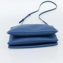 CELINE Trio Shoulder Bag Leather Blue Gold Auth 186131-9