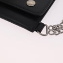 CELINE Chain Wallet Leather Black Silver Auth 186133M-14