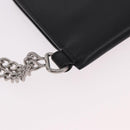 CELINE Chain Wallet Leather Black Silver Auth 186133M-15