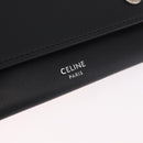 CELINE Chain Wallet Leather Black Silver Auth 186133M-17