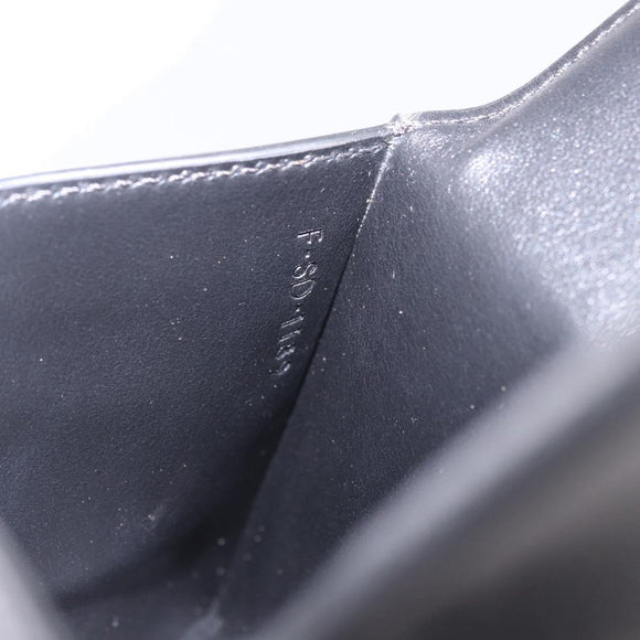 CELINE Chain Wallet Leather Black Silver Auth 186133M