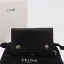 CELINE Chain Wallet Leather Black Silver Auth 186133M-12