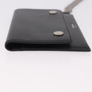 CELINE Chain Wallet Leather Black Silver Auth 186133M-3